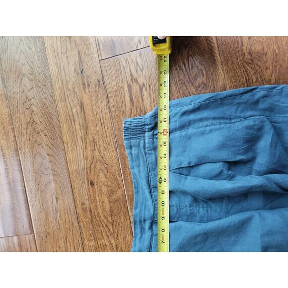 Athleta Women's 14 Playa Linen Borealis Turquoise Wide Leg Crop Pants Resortwear - Picture 8 of 8